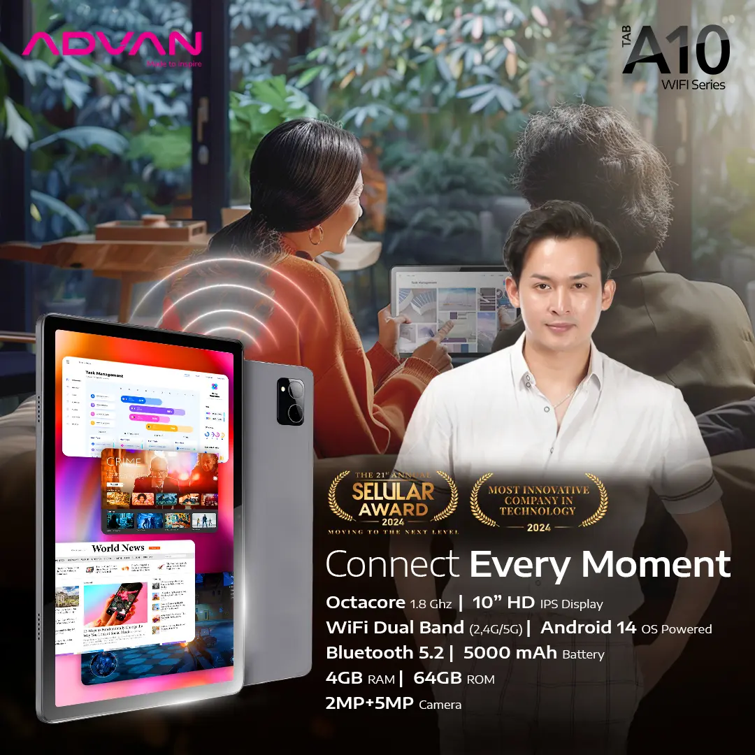[Exclusive Steven Stenly] ADVAN TAB A10 Wifi 4GB/64GB 10.1” inch Octa Core IPS Screen Tablet Android 14 5000mAh
