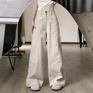 Aprikot Celana Jeans cagro wanita straight baggy pant highwaist korean style
