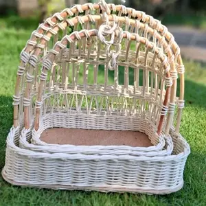 keranjang rotan ayunan kotak 1 set isi 3 pcs full rotan halus kotak