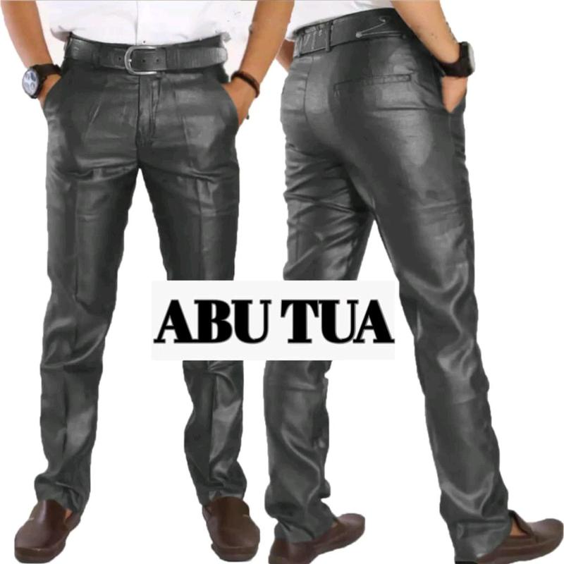 CELANA FORMAL PRIA BAHAN DASAR MENGKILAP METALIK UKURAN 27-38 Slim-fitting 3