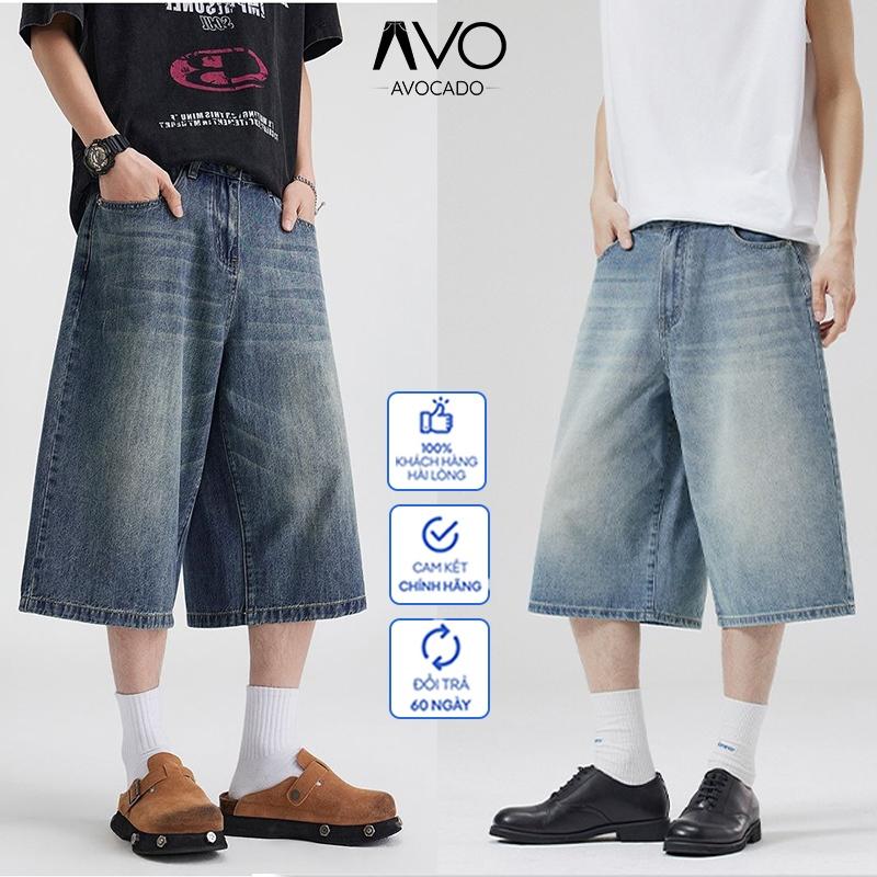  AVOCADO - Quần Short Jean Form Lửng Ống Rộng UNISEX- Quần jean ngố ống rộng 