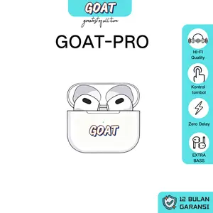 GOAT-TWS GOAT-Pro Headset Bluetooth Earphone Wireless Charging Kontrol Tombol Zero Delay Extra Bass Hi-Fi Quality Garansi 12 Bulan Earbuds Versi Bluetooth 5.3 Jarak 15 Meter Frekuensi 2.4 - 2.48 GHz Waktu Pemakaiannya 3-4 Jam
