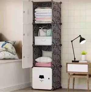 Lemari Baju Plastik Lemari Portable Lemari Pakaian Anak 4 Tingkat Ukuran 37 x 37x 148 cm