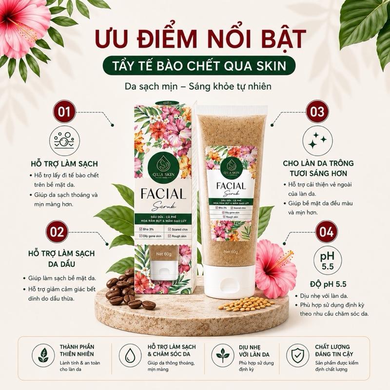 Ủ mặt & Tẩy Tế Bào Chết mặt Facial scrub Q.U.A skin Nâng tone Q.U.E chiết xuất…