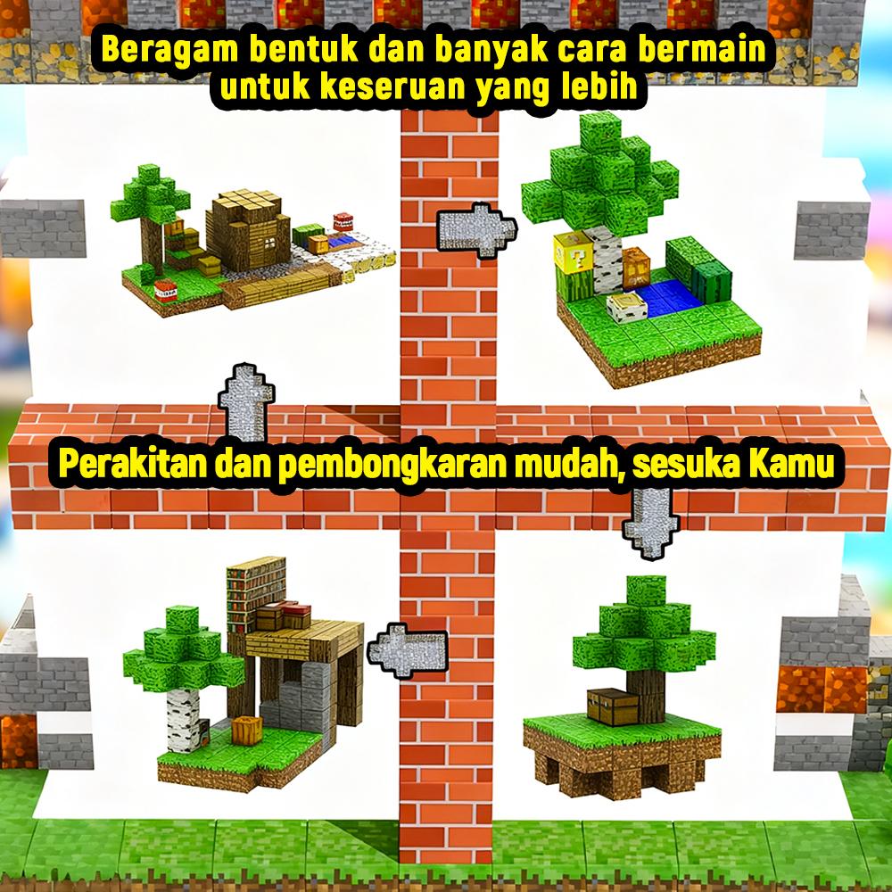 QQbaby Magnetic Block Mainan Edukasi DIY Blok Magnetik 3D Puzzle Balok Set untuk Keterampilan Motorik Halus dan Kreativitas Anak