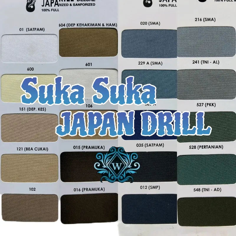 Kain Seragam Suka Suka Japan Drill 150cm - Bahan Halus dan Lembut Perlengkapan Pakaian 1