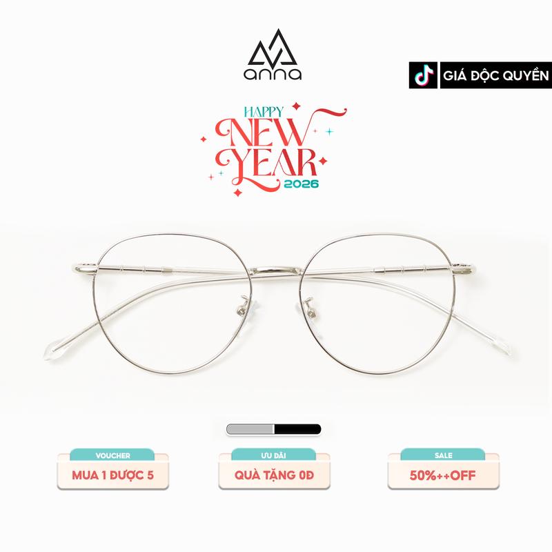 LIVE Gọng kính mắt thời trang ANNA dáng tròn chất liệu kim loại 6895