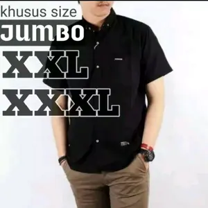 Kemeja Pria Lengan Pendek Baju Polos Kasual Jumbo Big Size Hem