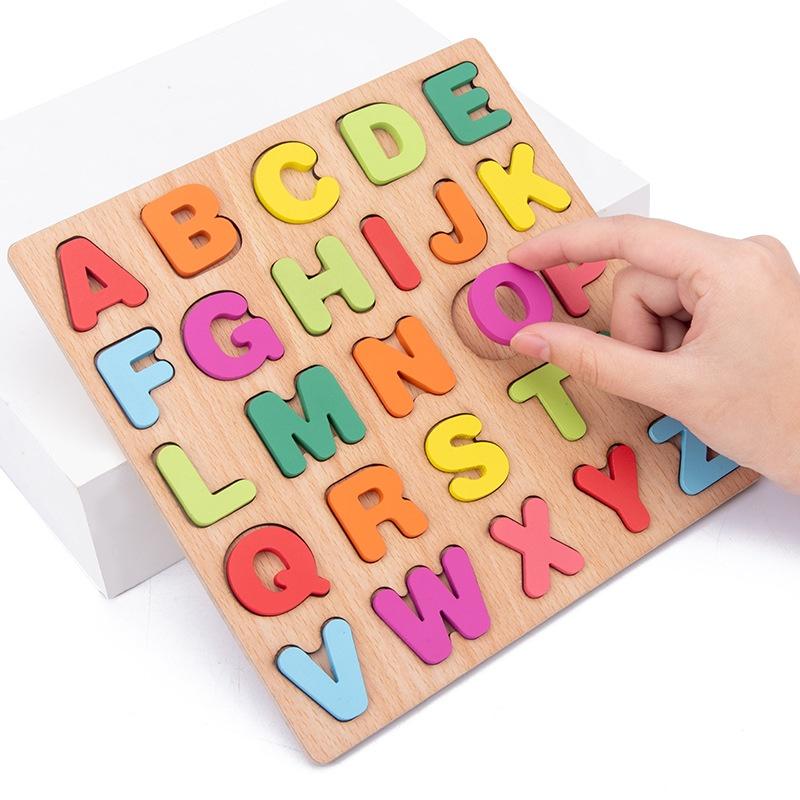 Chunky Puzzle 3D Geometry Huruf Angka Bentuk / Mainan Edukasi Anak 1