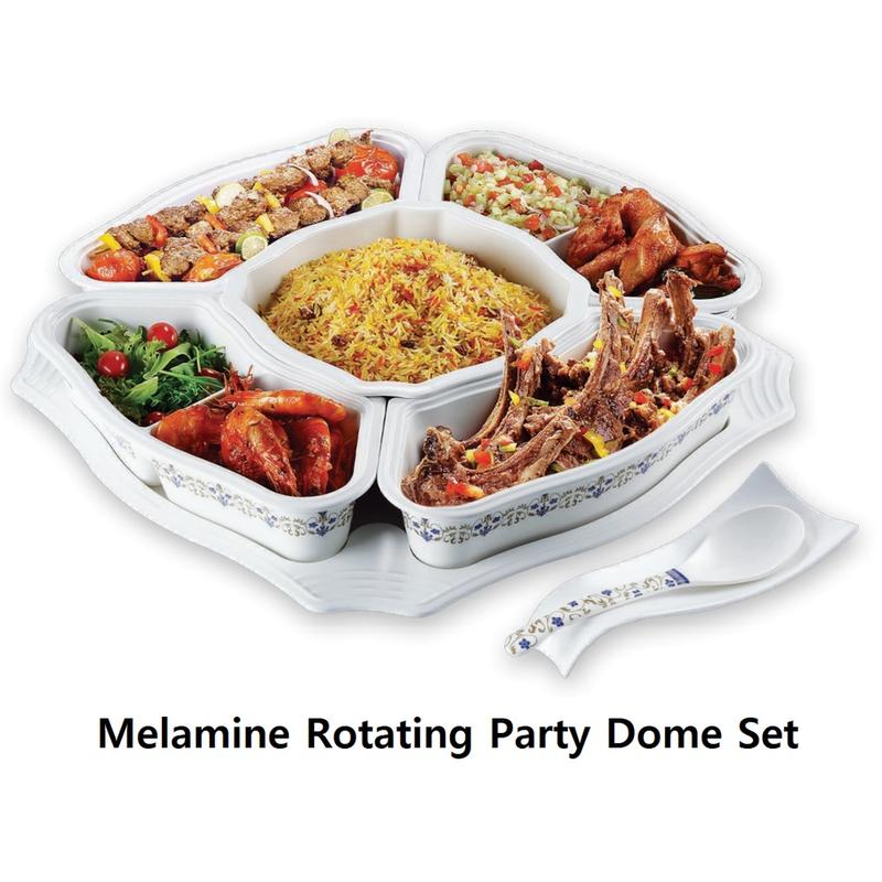Melamine Edge Revolving Party Set Rotating Dome Buffet Food Serving ...