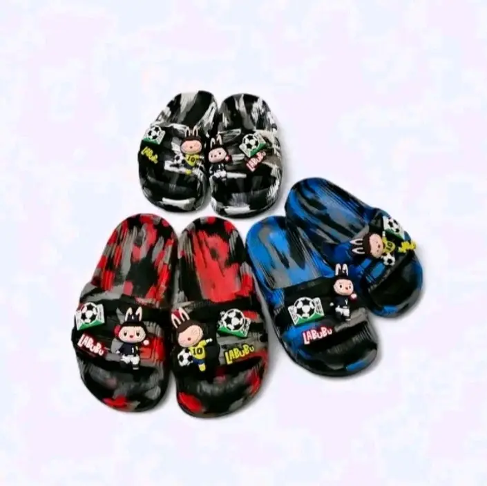 Sandal slop anak laki-laki karakter labubu eva ru bber ringan nyaman anti slip sandal fashion anak terbaru 0