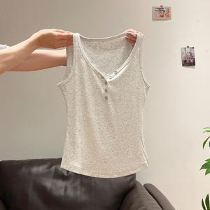 Women's V-Neck Sleeveless Crop Top, Summer Casual Fashion Design, Slim-Fitting Comfortable Daily Wear, Perfect for Layering & Styling 0911 Womenswear Basic Fitted Minimalist