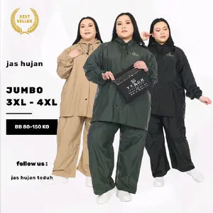 Jas Hujan TEDUH JUMBO Setelan Pria Wanita Bahan Tebal Elastis Anti Rembes Anti Sobek by Teduh ukuran 3XL 4XL Muat BB 80-150KG