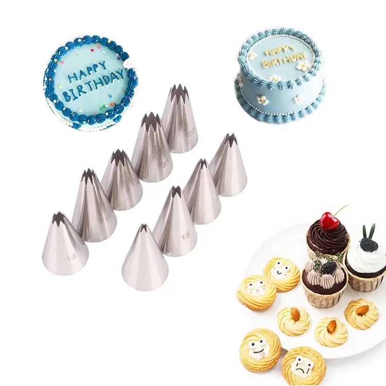 Spuit buttercream stainless tanpa sambungan 14 15 16 17 18 19 20 21 22 Alat Kitchenware Kue 0