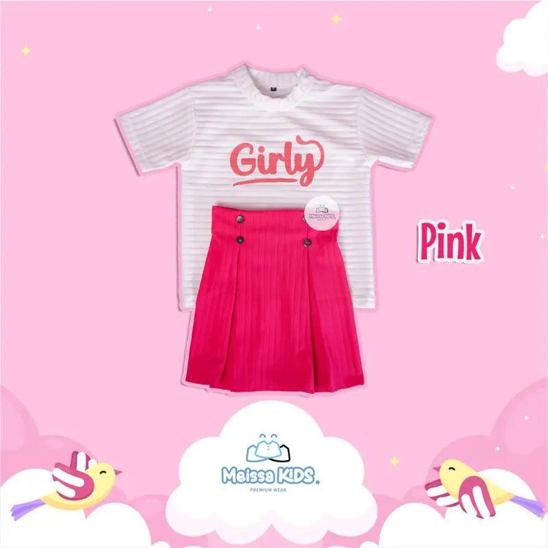 Meissa Kids - [PAKET HEMAT] Setelan Rok Anak Girly Knit Hornet Premium 3