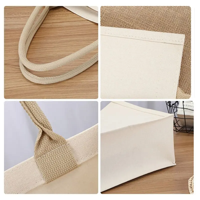 Túi Vải Bố Vẽ Tay, Có Thể Tái Sử Dụng, Màu Be, Có Thể Gập Lại, Bao Tote Trống, Thích Hợp Đi Lại Hàng Ngày, Dung Tích Lớn, Lý Tưởng Để Mua Sắm, Tự Làm 6