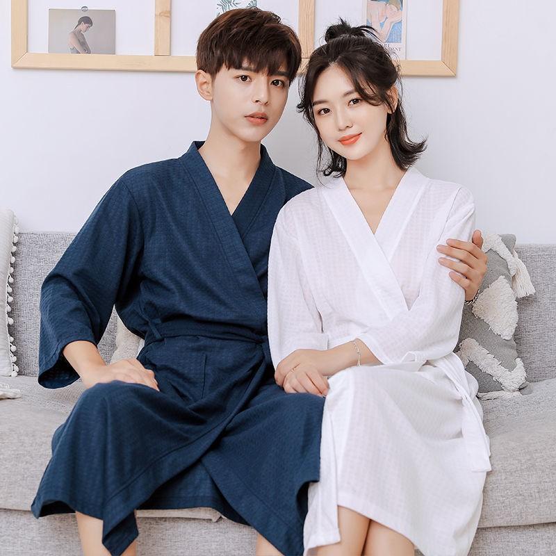 Product Introduction of [Jennifer]PLUS SIZE Couple bathrobe Women long spring and autumn thin section men large size hotel night Dress ladies pajamas 14