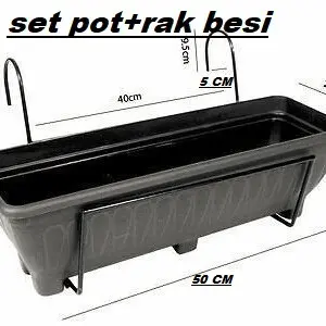 GANTUNGAN POT KOTAK PANJANG TEMPEL PAGAR/RAK BALKON BESI/RAK PAGAR/STANDING POT BESI/RAK POT TANAMAN/RAK BUNGA BESI 0