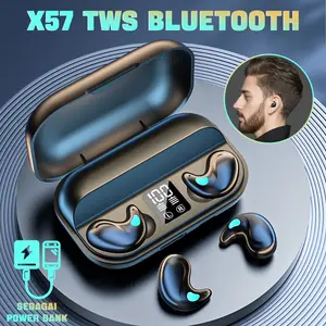 X57 TWS True Earphone Bluetooth Headset Bluetooth 5.3 dengan daya tahan panjang Tidur reduksi Noise Reduction Mini Bass Headphone