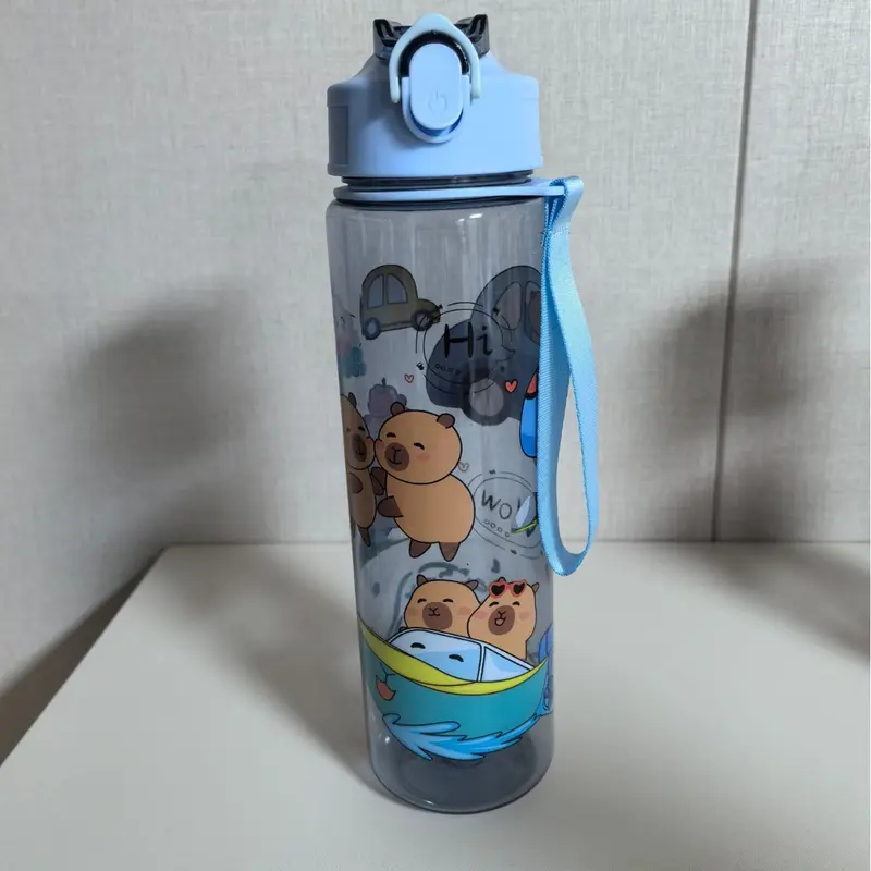 [COD] Botol Minum Capybara Anak 900 ML Free Tali dan Sedotan BPA FREE 4