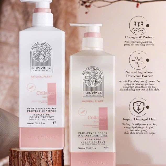  Dầu Gội COLLAGEN VINGE PLUS 1000ML  - VINGER Plus Trắng Hương Nước Hoa giảm rụng tóc giúp co mái tóc mềm mượt Gội Đầu 