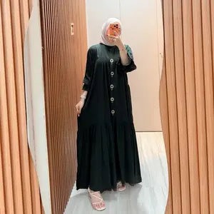 Melda Dress Gamis Rayon Twill Motif Bordir Bunga