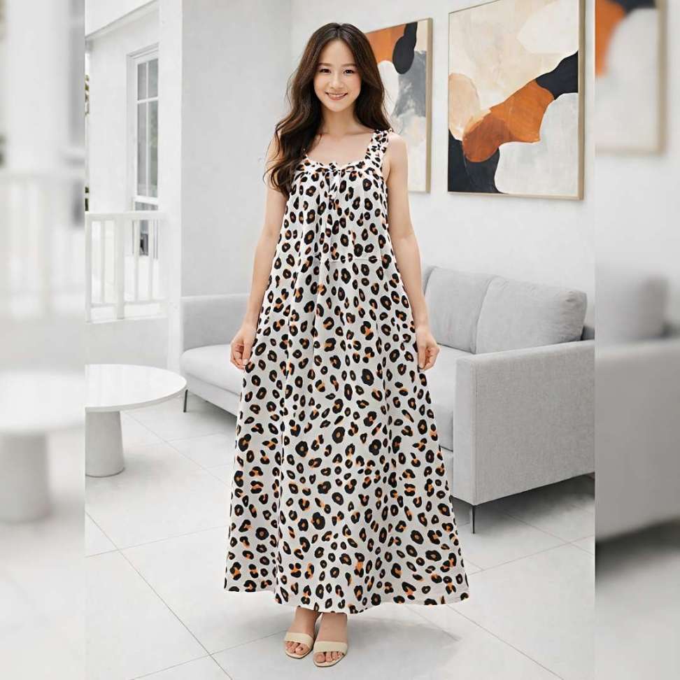 Daster Seksi Dress Yukensi Sexy Oversize LD 120cm Motif Bunga Cantik Kain Rayon Nyaman Adem Longdress Baju Tanpa Lengan Wanita Dewasa Busui Bumil