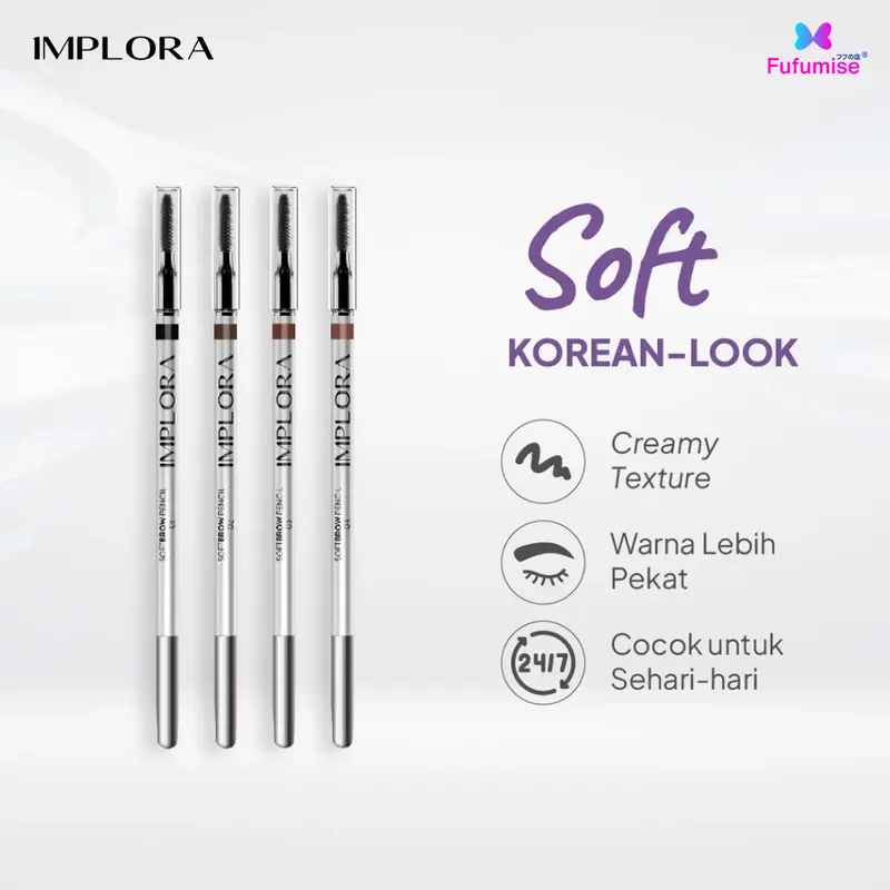 FUFUMISE | IMPLORA Eyebrow Pencil All Series | Pensil Alis | Softbrow | Murah Pencil Alis Hitam Black Waterproof BPOM Brown 3