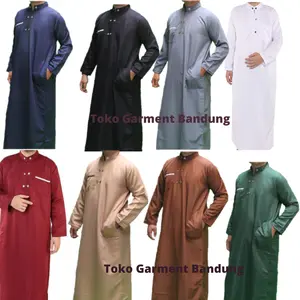 Toko Garment Bandung Jubah Gamis Pria Dewasa Bahan Adem Balloteli Grade A+ Model Resleting Kancing Depan 8 Warna Tersedia Hadiah Nyaman Digunakan