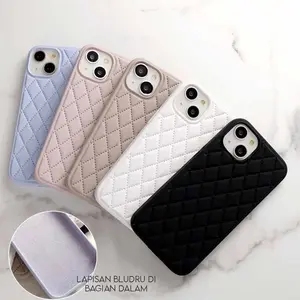 New! Diamond Bludru Rhombic Silicone Case - Softcase/Casing Hp Fullcover Compatible For Iphone X Xs Xr 11 12 13 14 15 16 16e 17 17AIR Pro Promax Plus Rci488