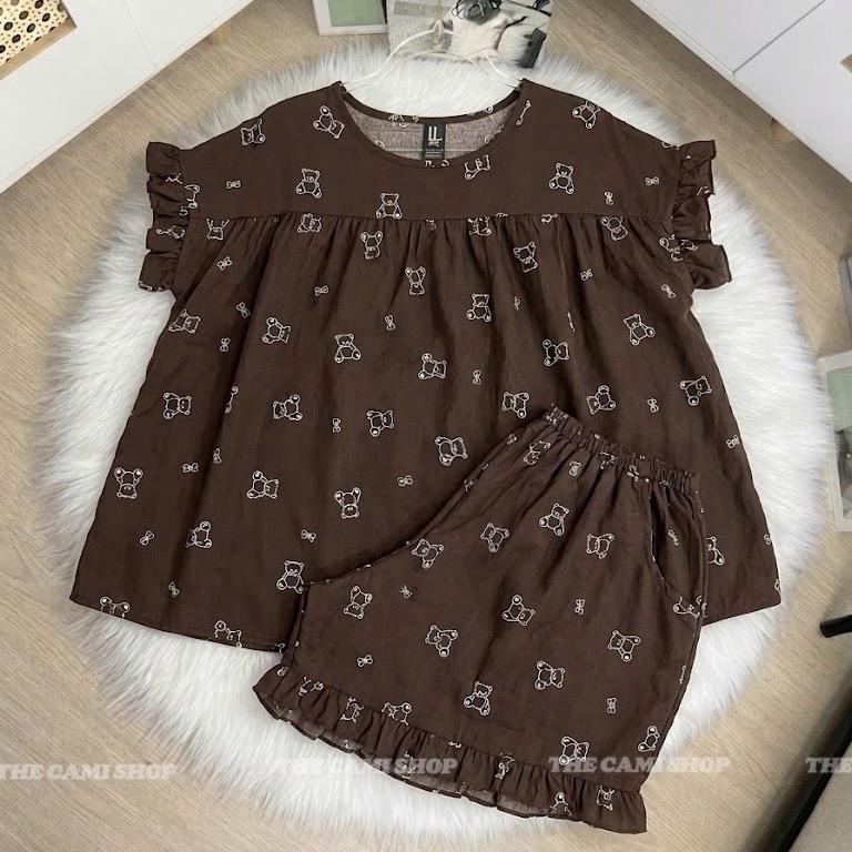 Set Bộ COTON HÀN Form Babydoll CÓ TÚI, Chất Vải Mềm Mịn Thoáng Mát, Họa Tiết Hoạt Hình & Hoa Xinh Xắn