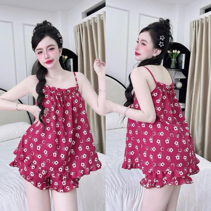  -   40-70kg -Đồ Bộ Ngủ 2 Dây Chất Lụa Hàn Quốc Hoạ Tiết Hoa Xinh Xắn Dễ Thương Thoáng Mát Mềm Mịn Cao Cấp 