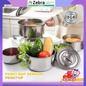 Baskom stainless steel 304 food grade yang mengental membuat kue memasak salad dan mie dan mengocok telur menguras piring cuci mangkuk baskom sup dengan tutup