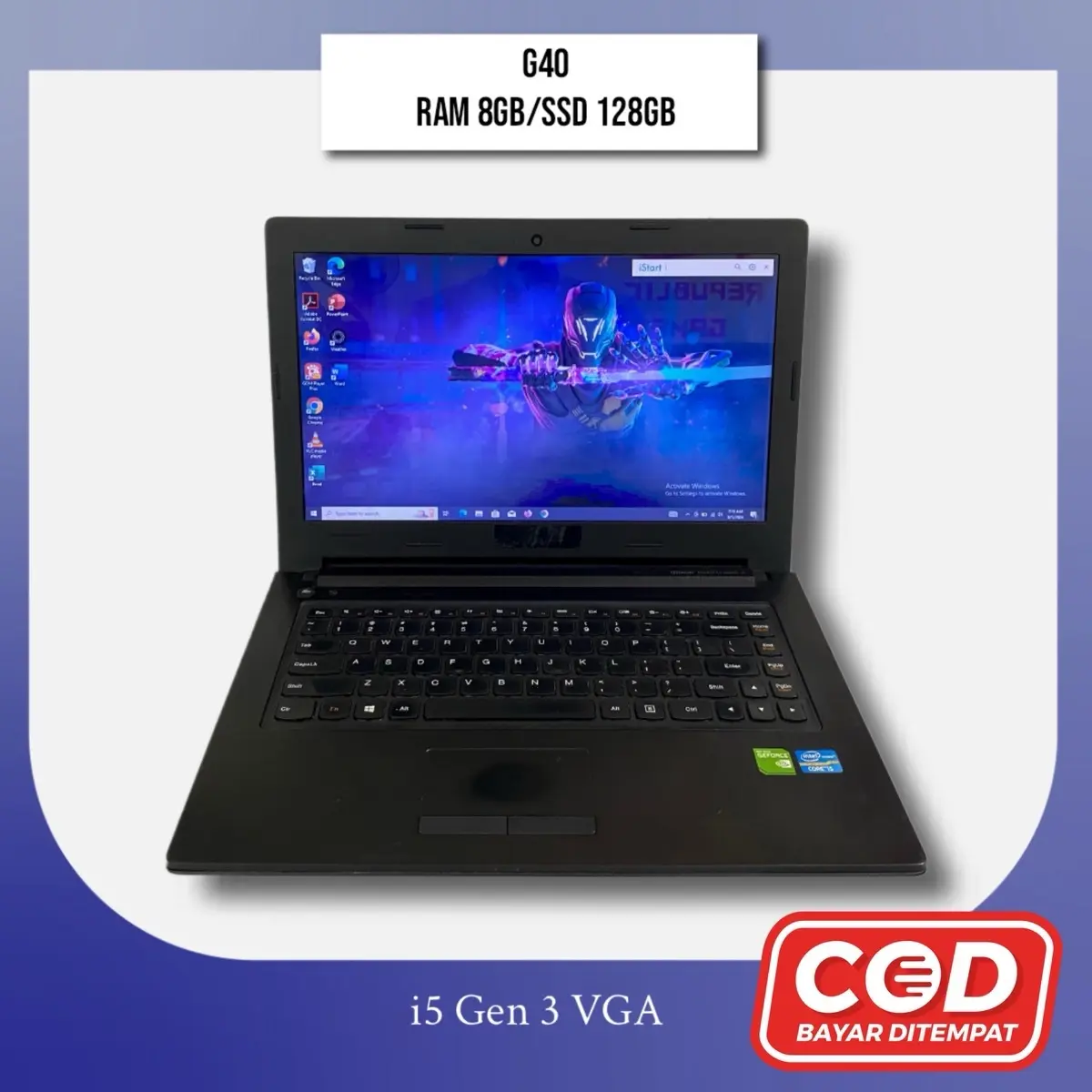 Laptop core i5 3rd VGA Ram 8GB SSD 128GB