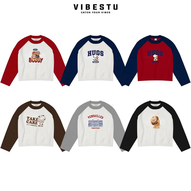 Áo Thun Tay Dài Raglan Form Boxy VIBESTU '' BST Gấu'' Áo Longsleev Unisex Cotton 250Gsm Menswear