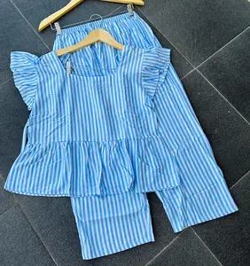 Setelan Wanita Rempel Terbaru Bahan Rayon Dewasa - Lingkar Dada 105cm, Panjang Baju 54cm, Panjang Celana 90cm - Remaja, Katun