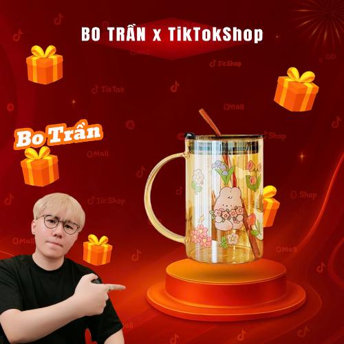    K House Smart x KOC  Cốc thuỷ tinh lớn 1000ml có nắp và ống hút chịu nhiệt tốt ly thuỷ tinh cao cấp dễ thương tặng ống hút thuỷ tinh 
