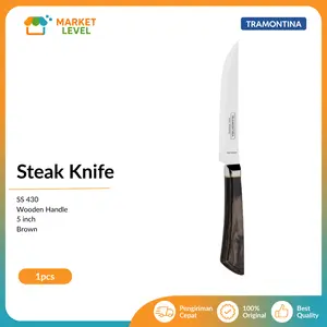 Tramontina - Pisau Steak / Steak Knife Jumbo Knife With Serrated Edge - Brown 5inch