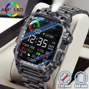 For XIAOM New Outdoor Smart Watch Men Women 650mAh Battery Flashlight 2.01'' HD Sport Watches Bluetooth Call Waterproof Man Smartwatch 2025