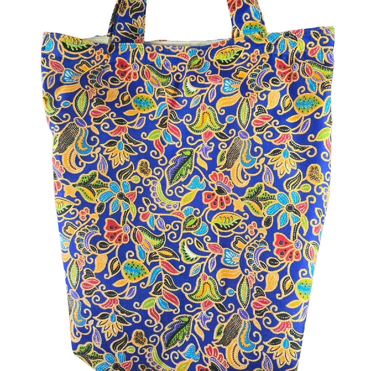 Peranakan Midnite Blue Floral Batik Tote Bag - 100% Cotton