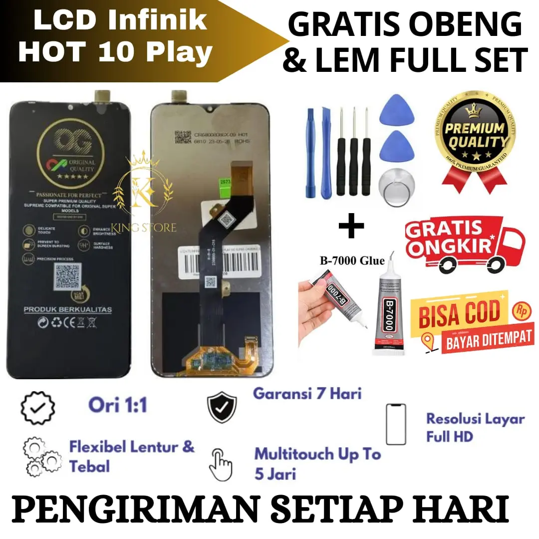 Lcd Touchscreen KOMPATIBEL FOR Infinik Hot 10 Play Original FullSet OG SUPER / Lcd Infinik Hot 10 Play Original Garansi Pabrik Full Set Gratis Obeng Dan Lem