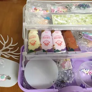 LELEBROTHER Set DIY Gantungan Kunci Keychain Set Mainan Anak Perempuan Hadiah Ulang Tahun Anak lem krim