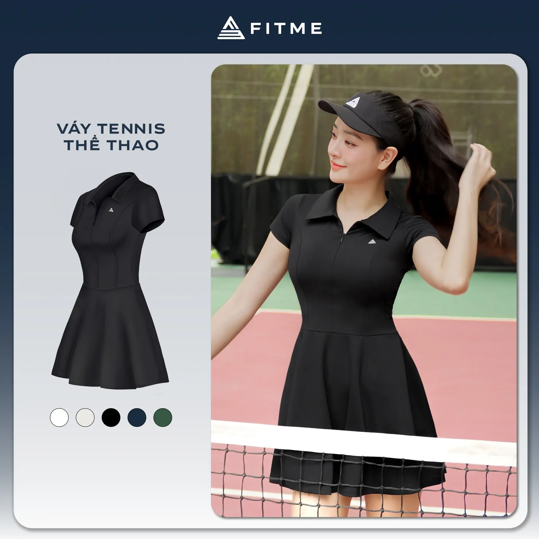 Váy tennis thể thao nữ Fitme GOC pickleball tặng kèm quần bảo hộ chất liệu thun co giãn thoáng khí DTNN01