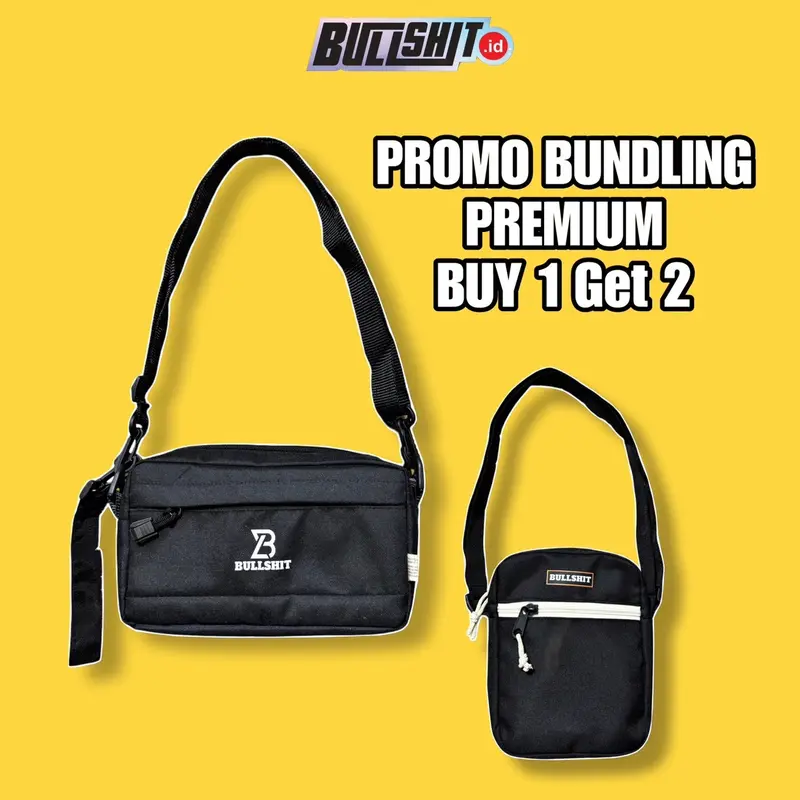Promo Tas Bundling BELI 1 Dapat 2 Tas - Tas selempang - Bahu - Handbag  Pria Premium Bullshit KODE G01 1