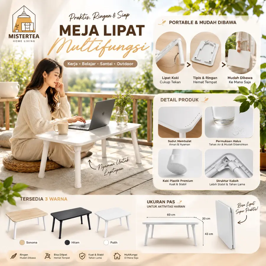 [READY STOCK] KINGDOM PLAST MEJA LIPAT TATAMI / MEJA ANAK / BELAJAR / PLASTIK / WARNA / SEKOLAH / NGAJI / TRAVEL