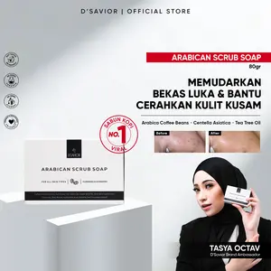 D'SAVIOR Arabican Scrub Soap 80gr & 40gr | Sabun non SLS untuk Bekas Luka, Jerawat, Kulit Kering