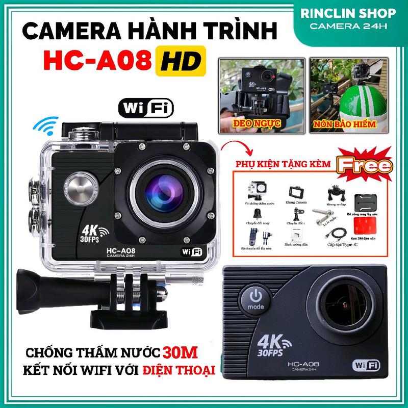  Camera Hành Trình 4K Ultra HD mini HC-A08 HD Wifi Kết Nối Với Điện Thoại camera hành trình xe máy phượt xe đạp chống rung chống nước chống sốc lấy nét tự động quay đêm có tiếng việt 