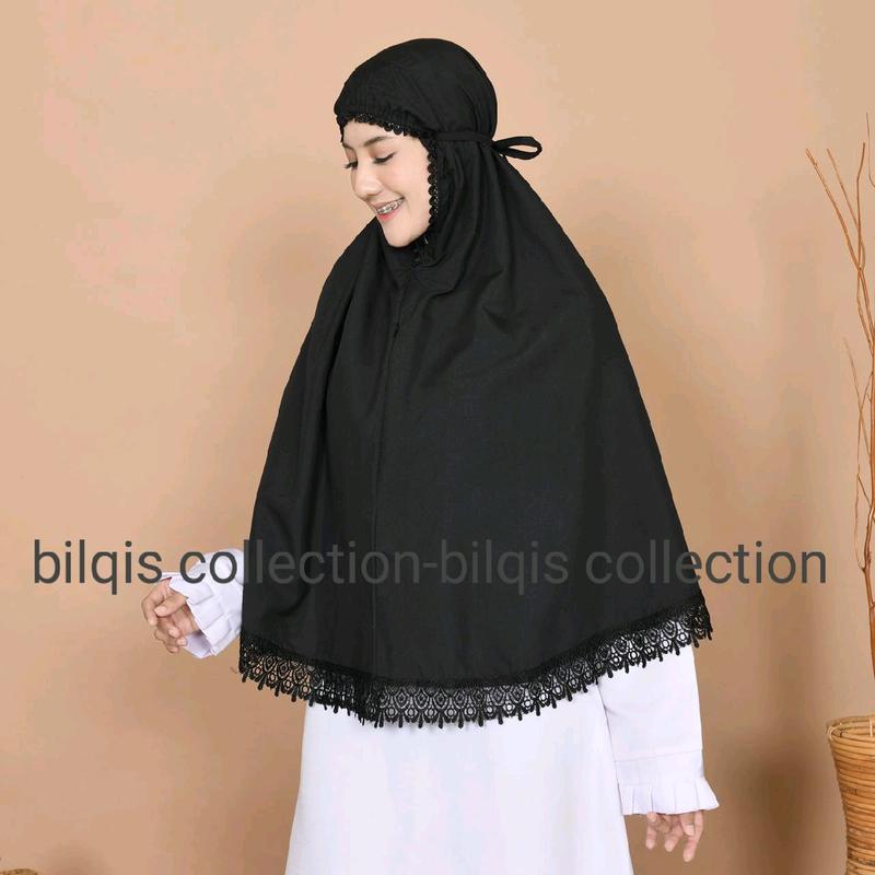 Bergo Haji Jilbab Bersaku Depan Bahan Katun Premium Renda Cantik Mewah 4