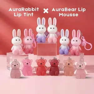 [BPOM] FEALI Aurabear Lip Mousse – AuraRabbit Lip Tint Lipstick Matte Beruang Mini Dengan 6 Warna + Gantungan Kunci Lucu / Teddy Bear