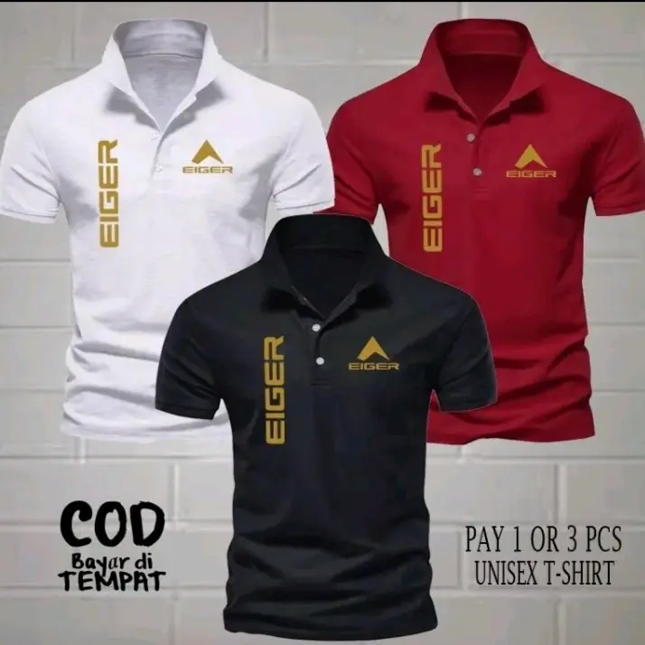 COD..! Polo Shirt 1 BUY 3 PCS Polo Distro Kerah Pria Dewasa Premium 1208 Kirka Gold Baju Pendek Quality Combed